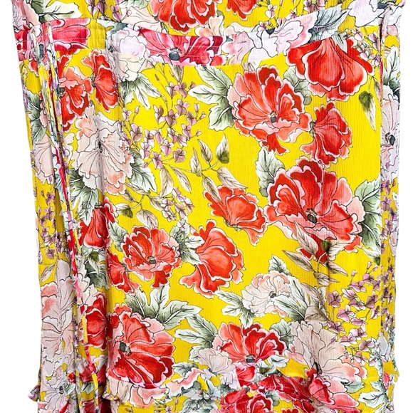 Anthropologie Dolan Left Coast Ellory Silk Dress Floral Yellow Ruffle XS - Picture 10 of 15